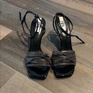 Zara Elegant Black Strappy Heels